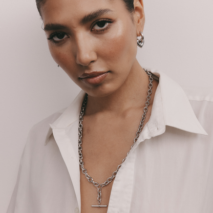 Chunky Fob Necklace (Silver)
