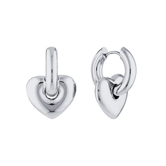 Lisa Puffy Heart Earrings (Silver)