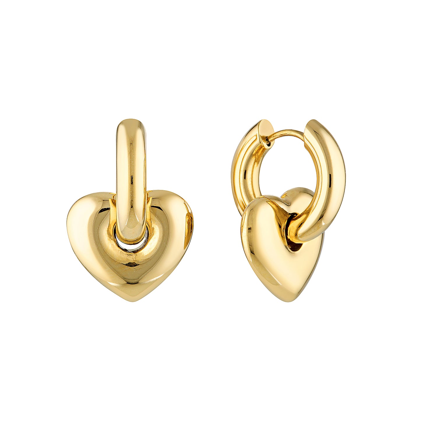 Lisa Puffy Heart Earrings (Gold)